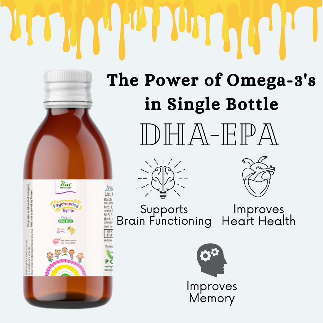 Pchpl Wellness Psychowise Syrup | Omega 3 with EPA-DHA- 150ml