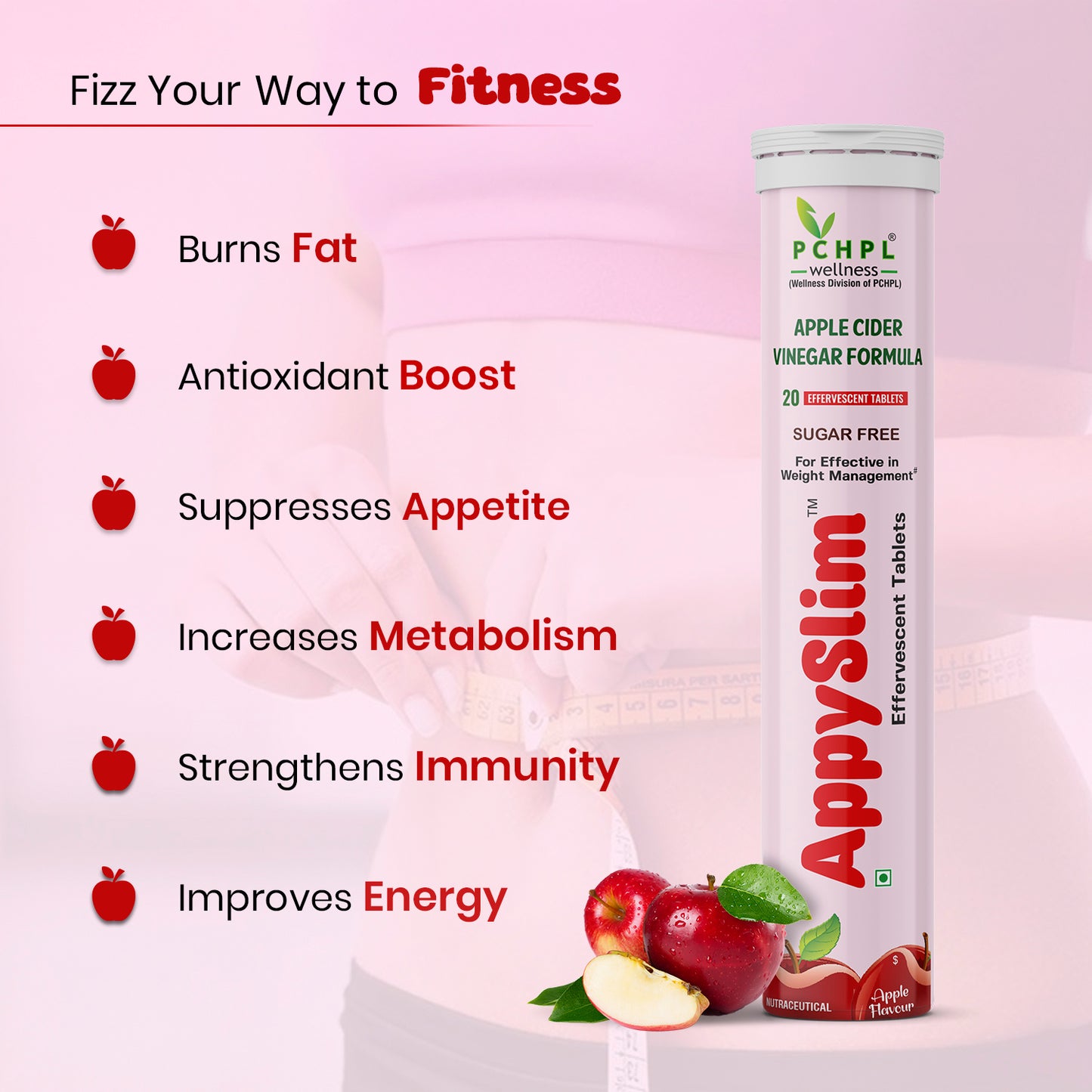 PCHPL wellness AppySlim - 20 ACV Effervescent Tablets
