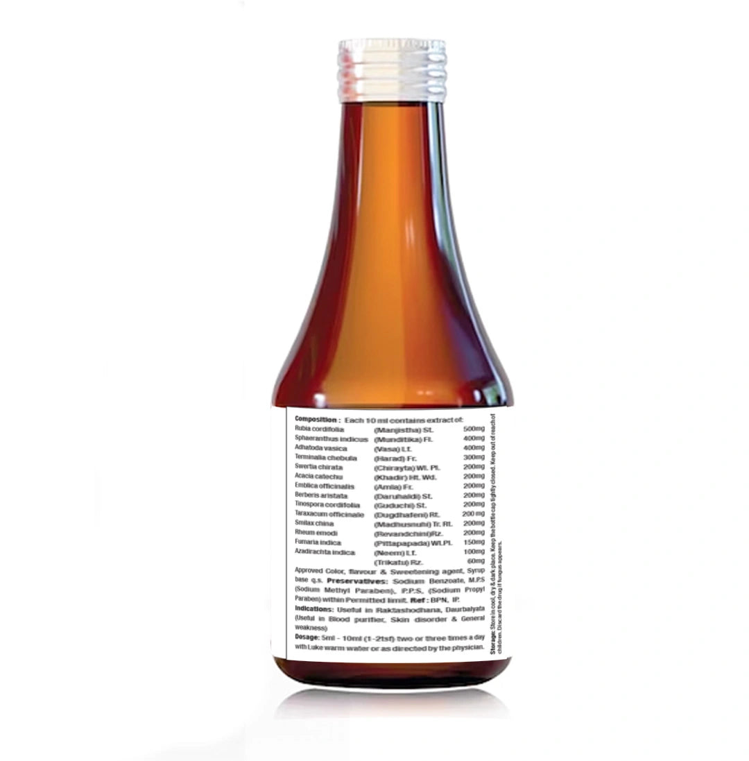RaktRefinez Syrup- 200ml | Ayurvedic Syrup Helps in Blood Purification and skin problems (2 Pack) - Sehatokart