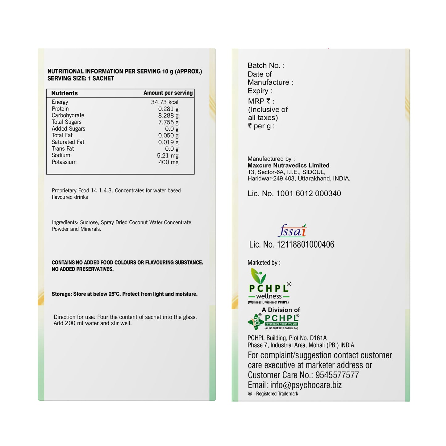 COCOBOOST Tender Coconut Water Powder 20 Sachets -(20x10g)