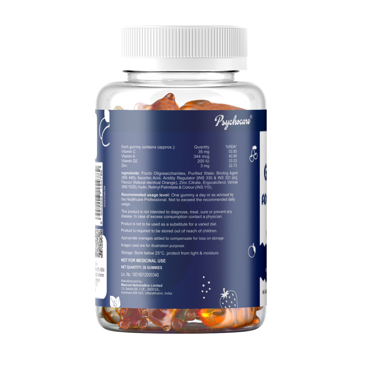 Pchpl Wellness Gumyum Immunity Gummies - Vitamin A, C, D2 & Zinc for Boosting Immunity in Adults- 30 Orange Flavoured Gummies