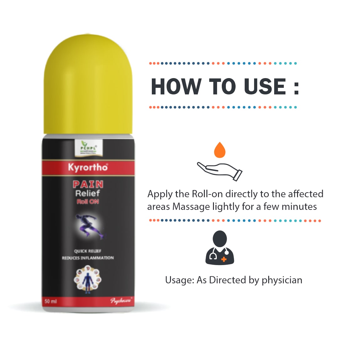 PCHPL wellness Kyrortho Pain Relief Oil Roll on– 50ml