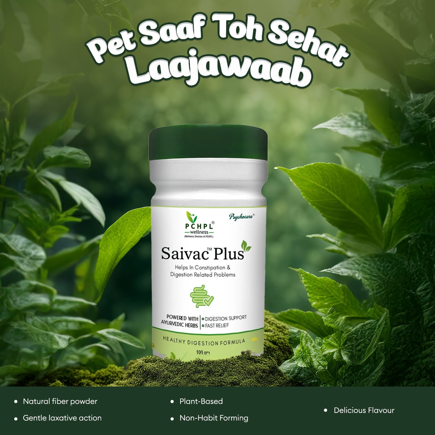 PCHPL wellness Saivac Plus- 100gm Ayurvedic Isabgol Formula (2 Pack)