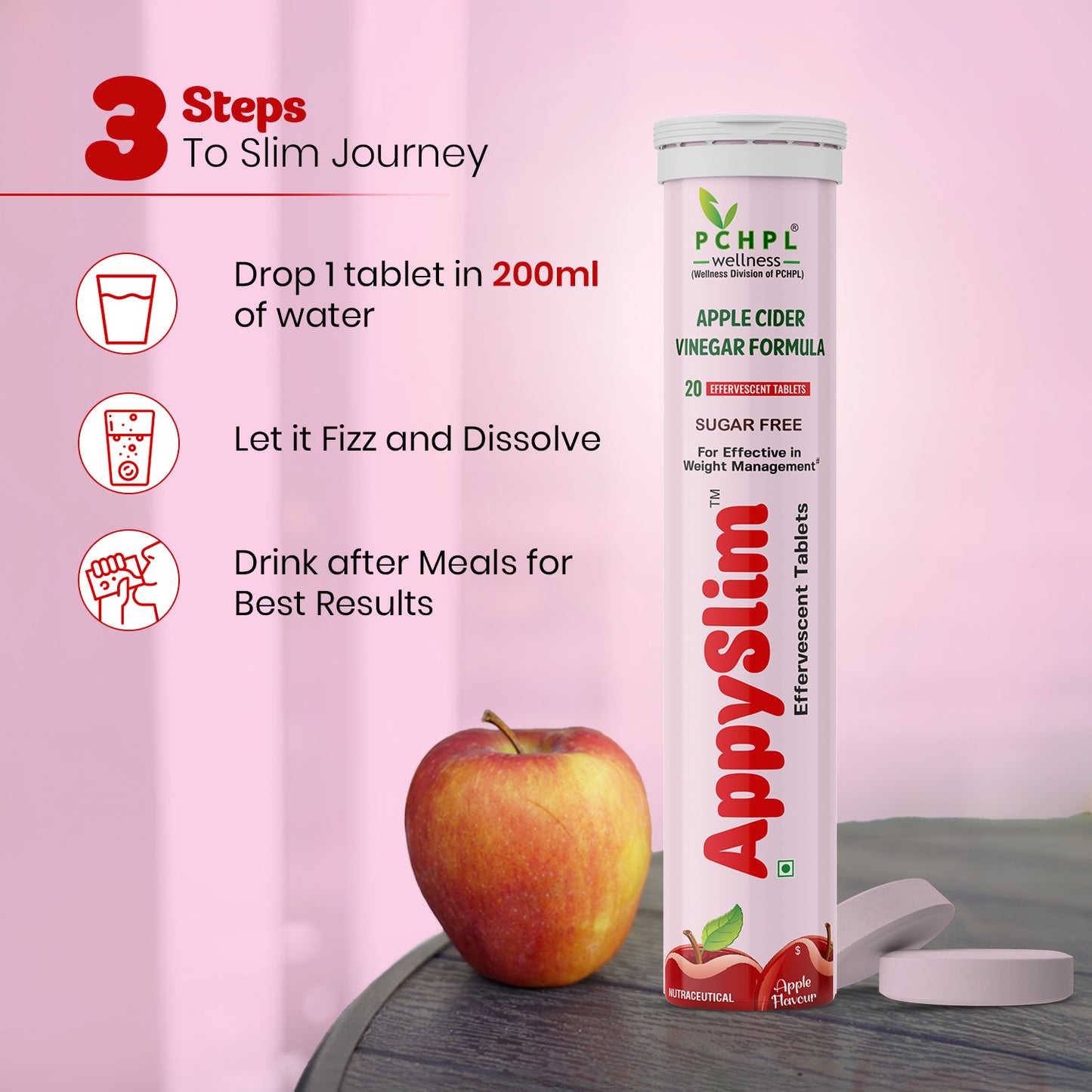 PCHPL wellness AppySlim - 20 ACV Effervescent Tablets