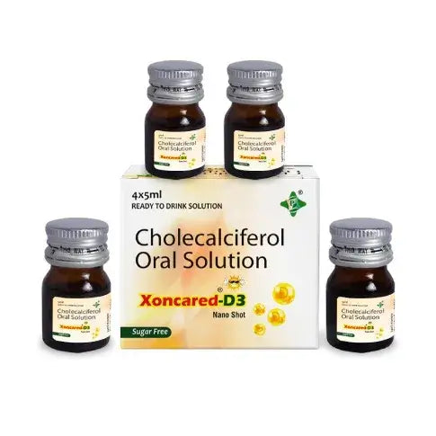 Xoncared D3 Nano shots - 4 Sots/5ml each | Vitamin D3 liquid | Sugar-free solution