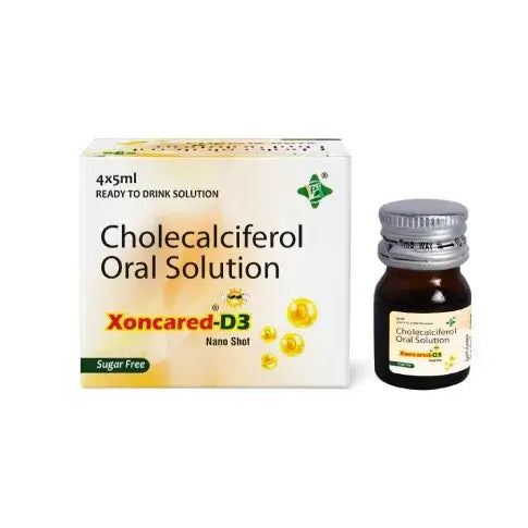 Xoncared D3 Nano shots - 4 Sots/5ml each | Vitamin D3 liquid | Sugar-free solution