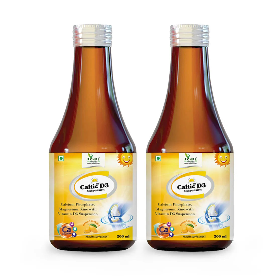 Caltic D3 Suspension (2 x 200 ml) Calcium Magnesium Zinc Vitamin D3 Suspension - Sehatokart