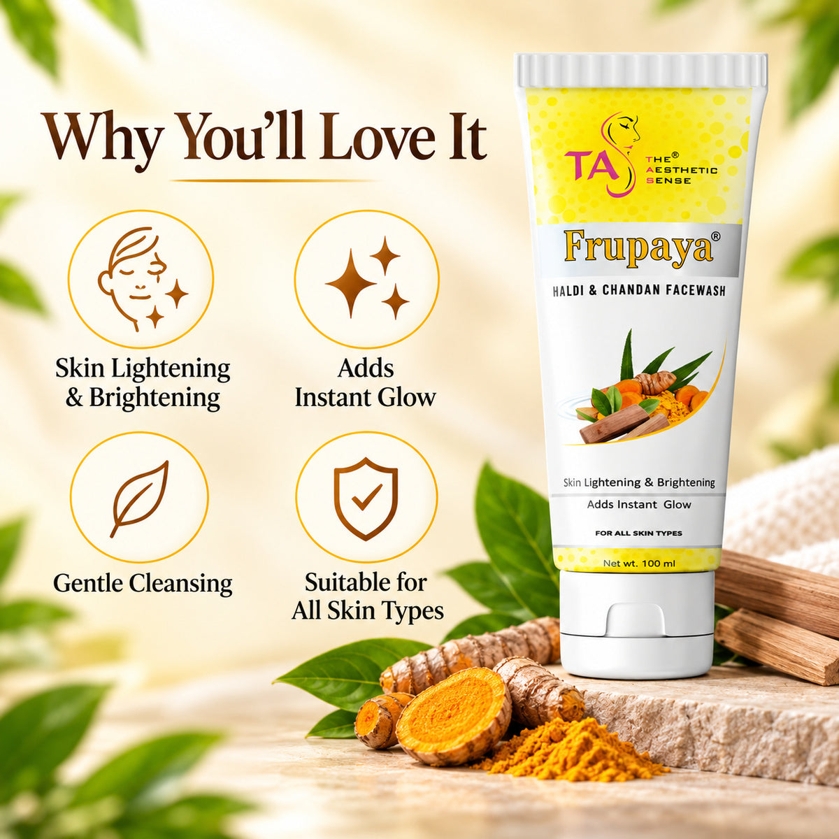 Frupaya Haldi & Chandan Face Wash- 100ml (2 Pack)