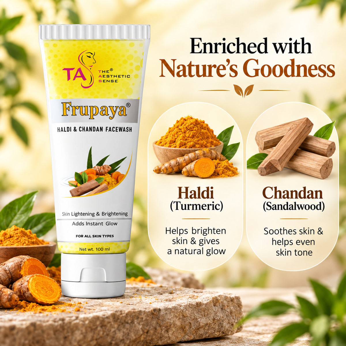 Frupaya Haldi & Chandan Face Wash- 100ml (2 Pack)