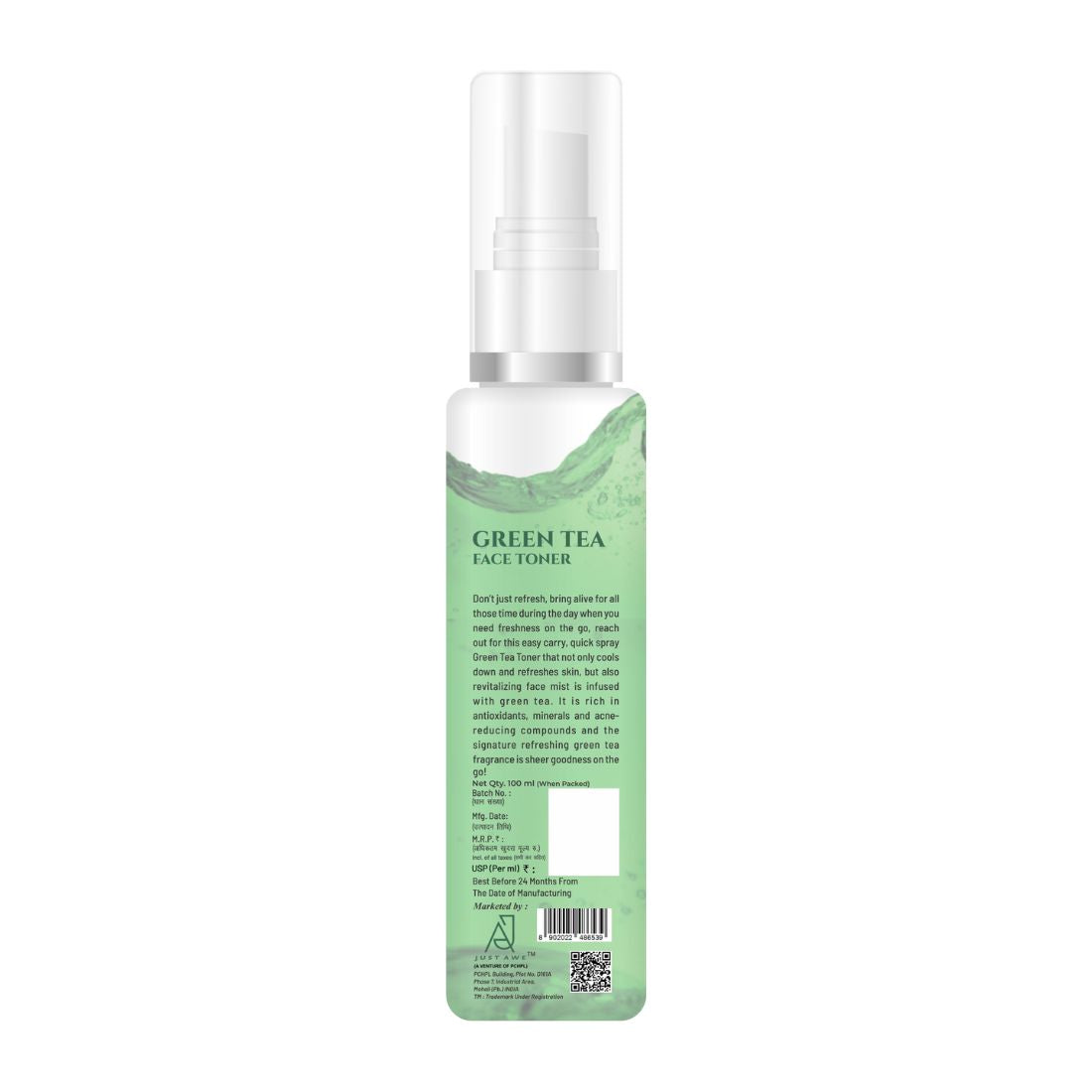 Just Awe Green Tea Toner- 100ml -Reduces Dryness And gives soothing texture