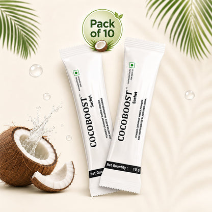 pack of 10 cocoboost sachet coconut water powder