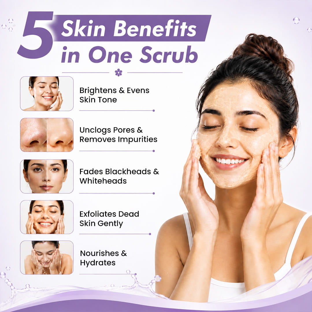 5 skin benefits in one scrub kumkumadi scrub