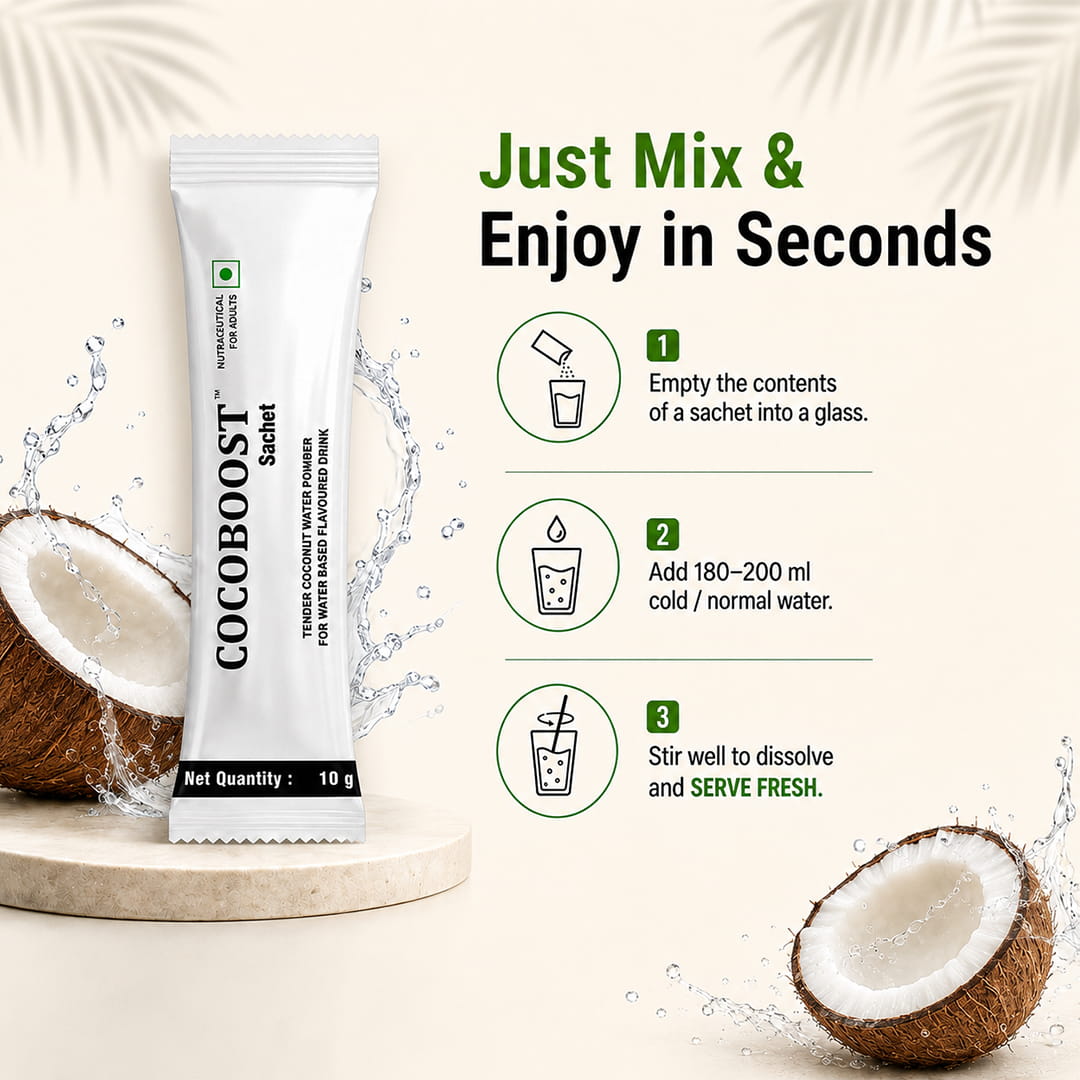 COCOBOOST Coconut Water Powder 10 Sachet - Instant Coconut Drink Powder