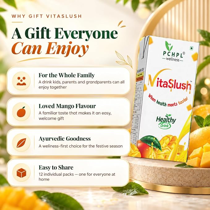 VitaSlush Ayurvedic Mango Drink Festive Gift Box – 12 x 200 ml