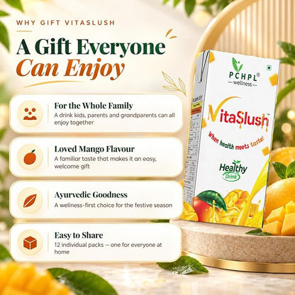 VitaSlush Ayurvedic Mango Drink Festive Gift Box – 12 x 200 ml