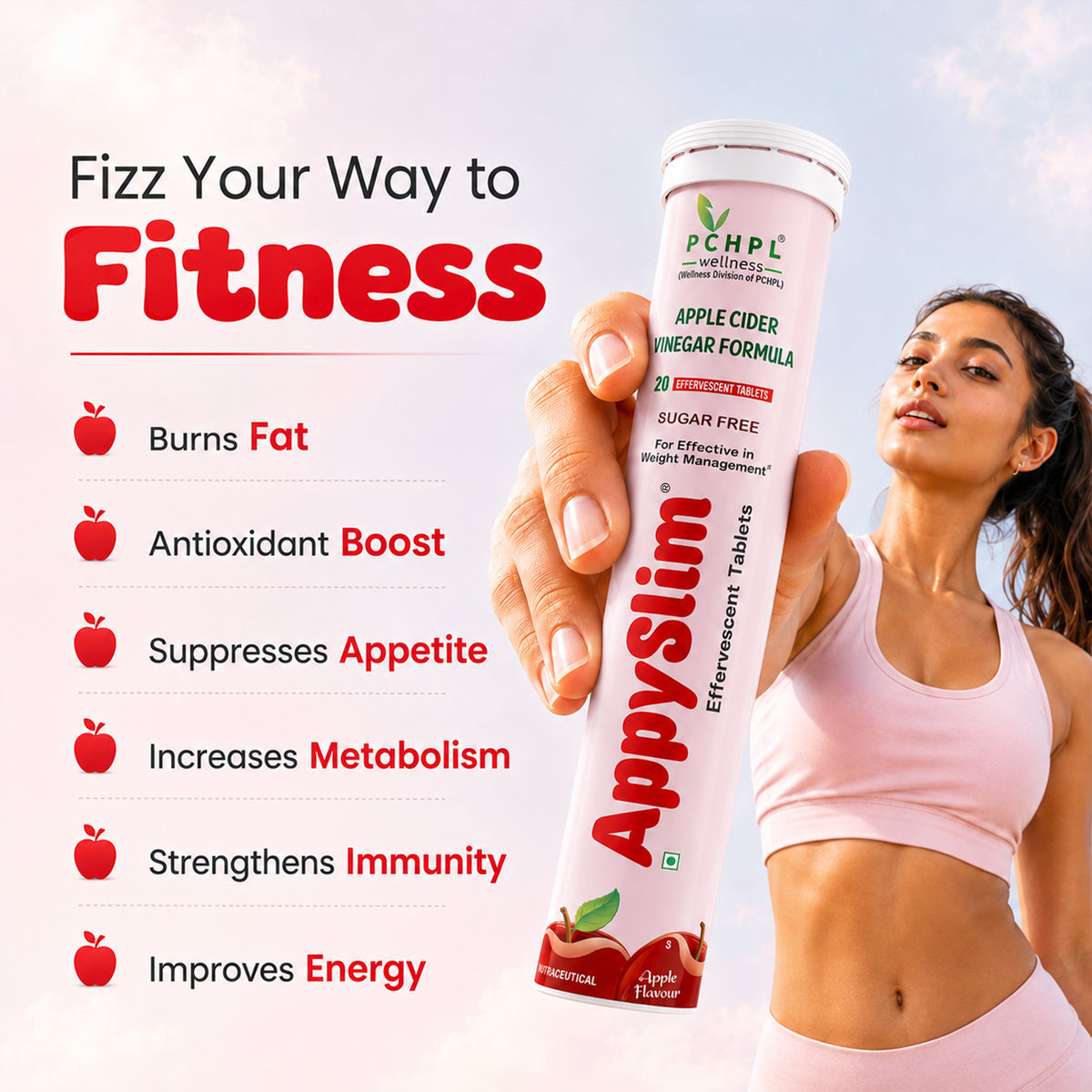 PCHPL wellness AppySlim - 20 ACV Effervescent Tablets
