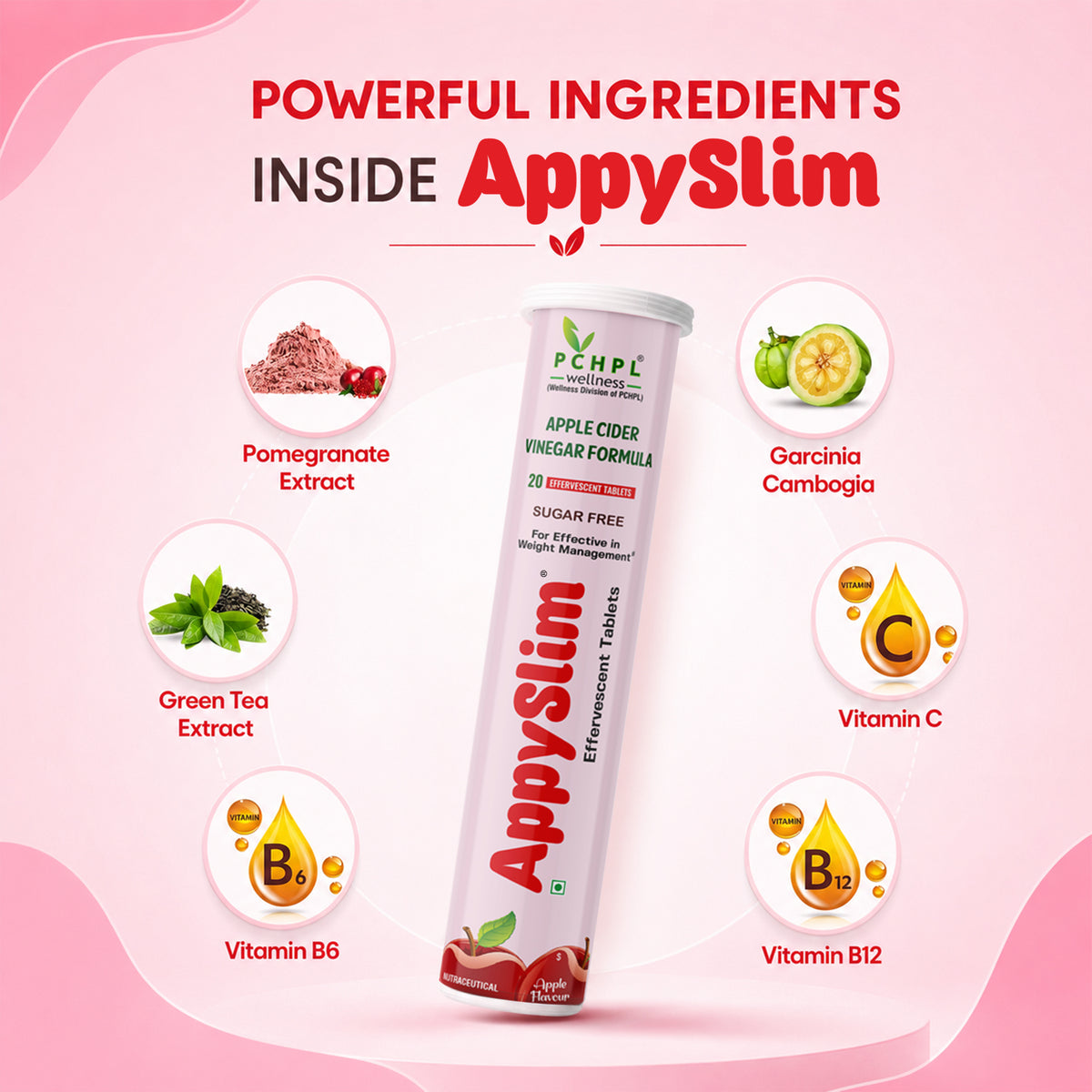 PCHPL wellness AppySlim - 20 ACV Effervescent Tablets