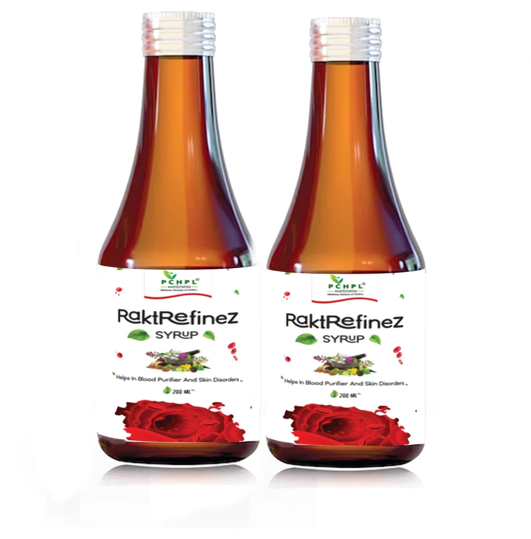 RaktRefinez Syrup- 200ml | Ayurvedic Syrup Helps in Blood Purification and skin problems (2 Pack) - Sehatokart
