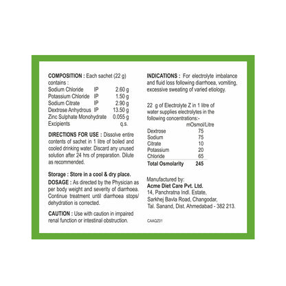 Aquazinc ORS Powder with Zinc- 22g (24 Sachets)