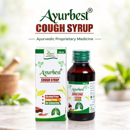 Ayurbest Ayurvedic Cough Syrup-100ml | All Types of Cough & Cold | Relief from Throat Issue and Chest Congestion | Sugar-Free Cough Syrup Ayurvedic (3 Pack)