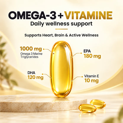 PCHPL Wellness Kimega Omega-3 Fish Oil EPA DHA with Vitamin E -100 Softgel Capsules