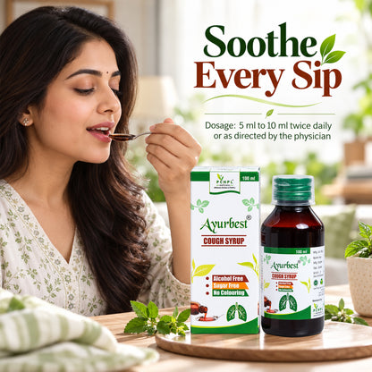 Ayurbest Ayurvedic Cough Syrup-100ml | All Types of Cough & Cold | Relief from Throat Issue and Chest Congestion | Sugar-Free Cough Syrup Ayurvedic (3 Pack)