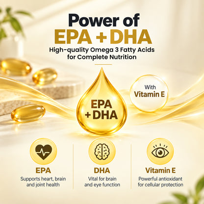 PCHPL Wellness Kimega Omega-3 Fish Oil EPA DHA with Vitamin E -100 Softgel Capsules