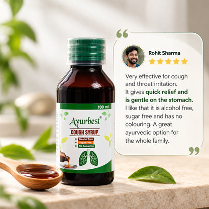 Ayurbest Ayurvedic Cough Syrup-100ml | All Types of Cough & Cold | Relief from Throat Issue and Chest Congestion | Sugar-Free Cough Syrup Ayurvedic (3 Pack)