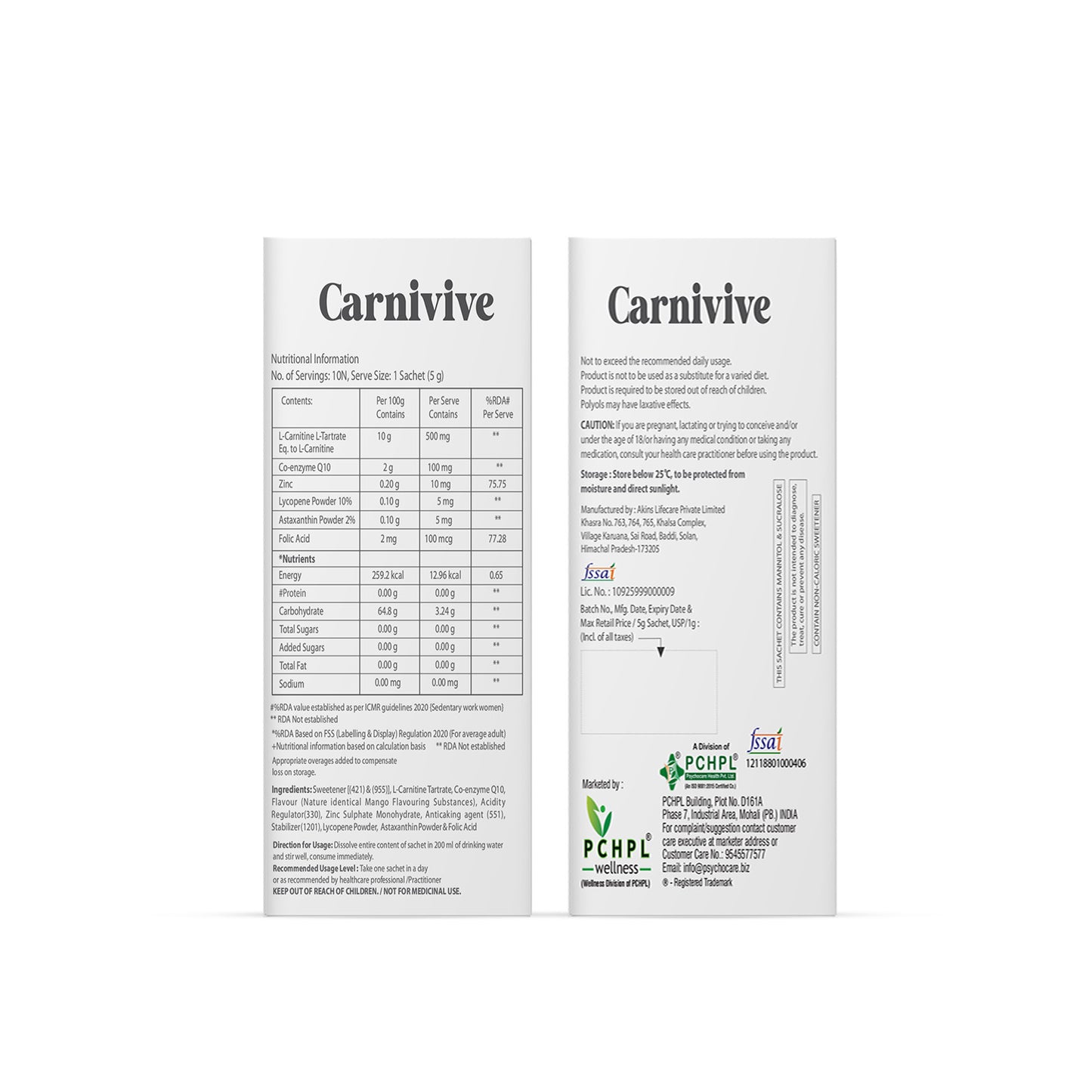 Carnivive Sachets with L-Carnitine, CoQ10 & Antioxidants | Sugar-Free | 10 Sachets