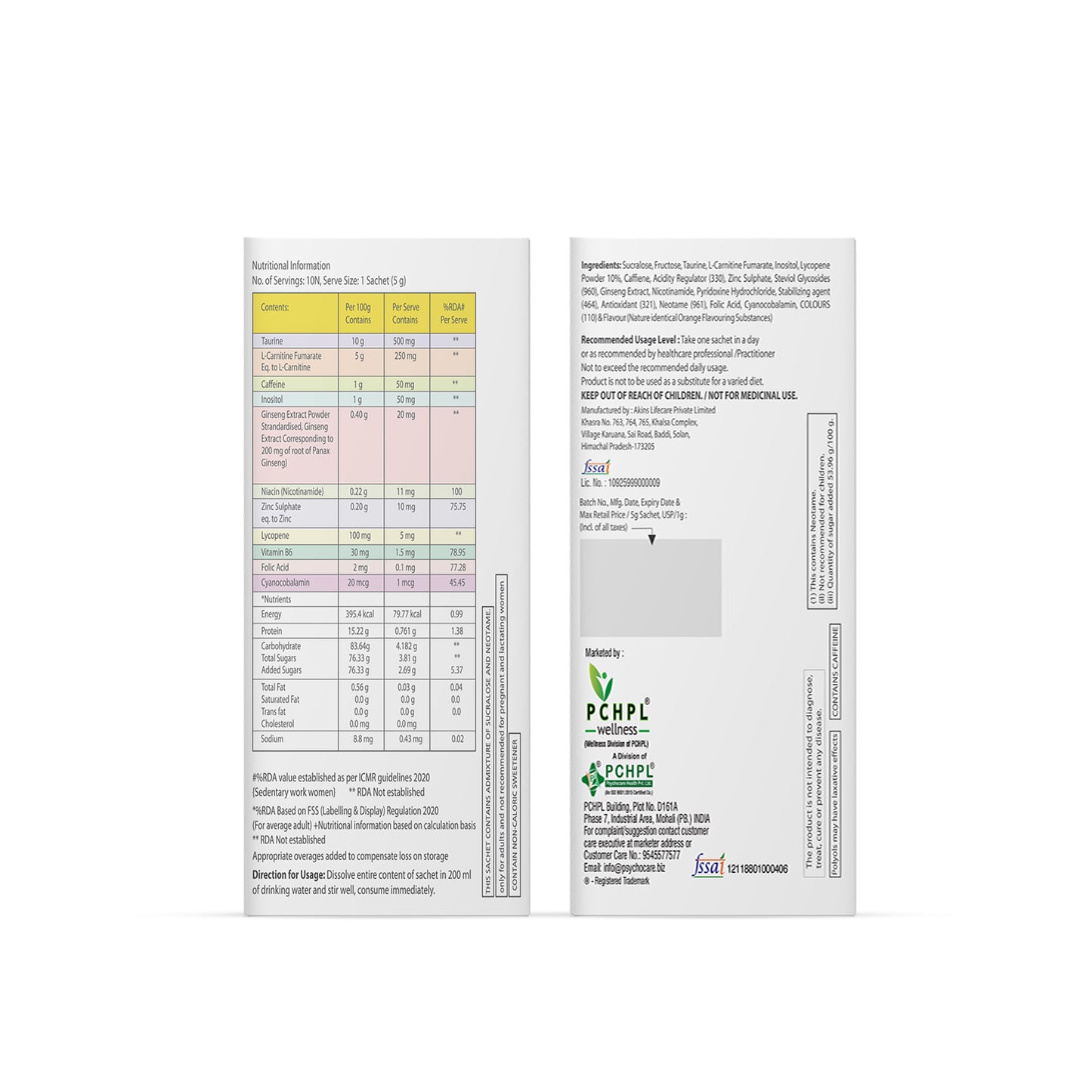 Power Bliss Sachets back