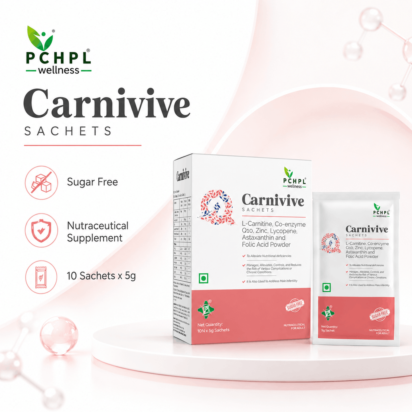Carnivive Sachets with L-Carnitine, CoQ10 & Antioxidants | Sugar-Free | 10 Sachets