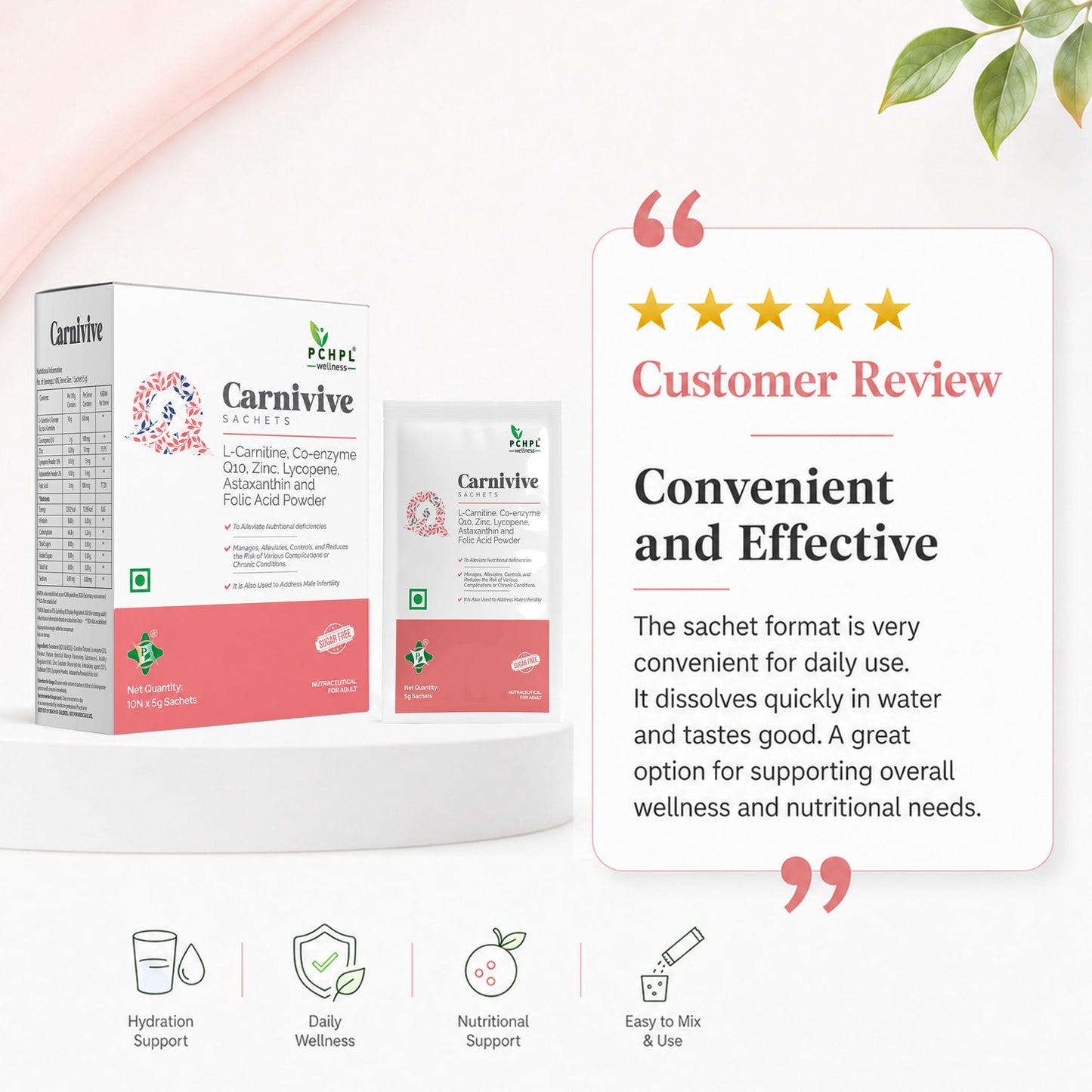 Carnivive Sachets with L-Carnitine, CoQ10 & Antioxidants | Sugar-Free | 10 Sachets