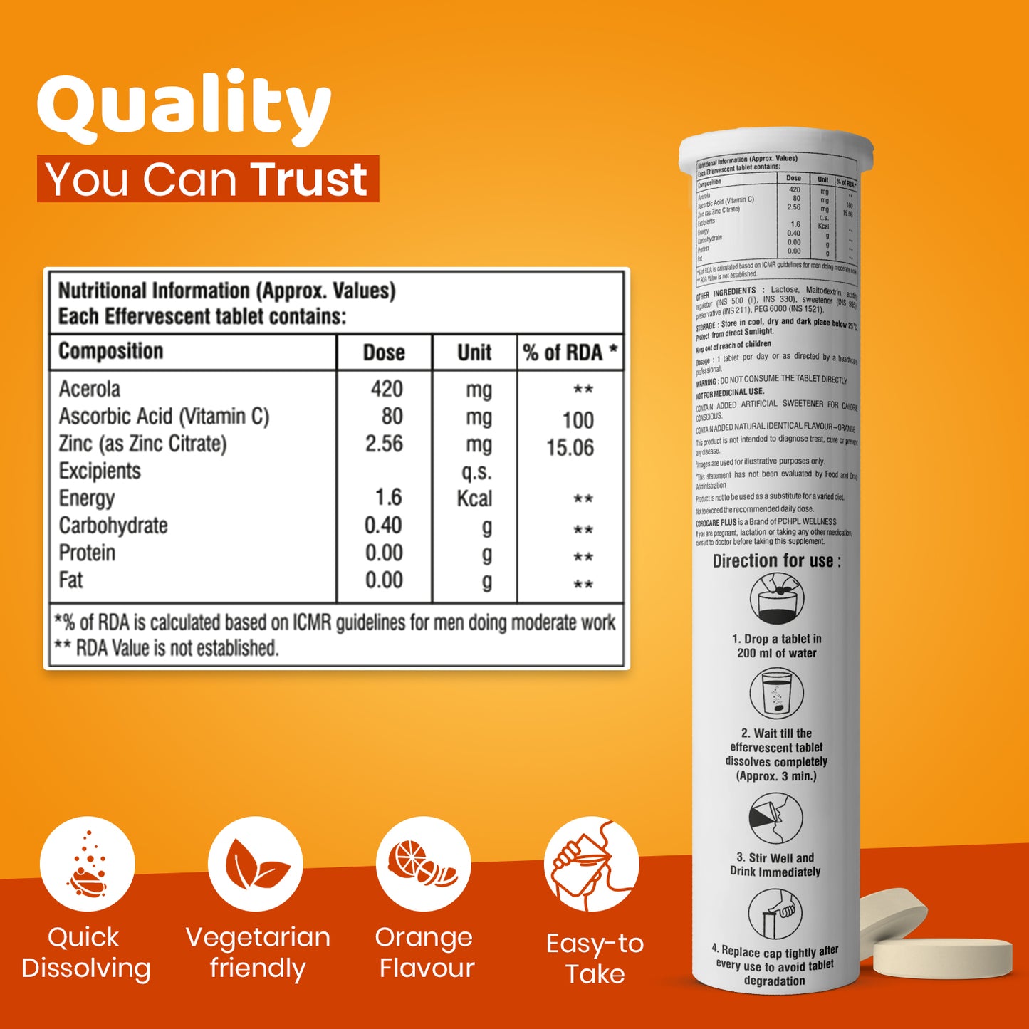 PCHPL wellness Corocare Plus Immunity Booster Tablets - 20 Effervescent Tablets