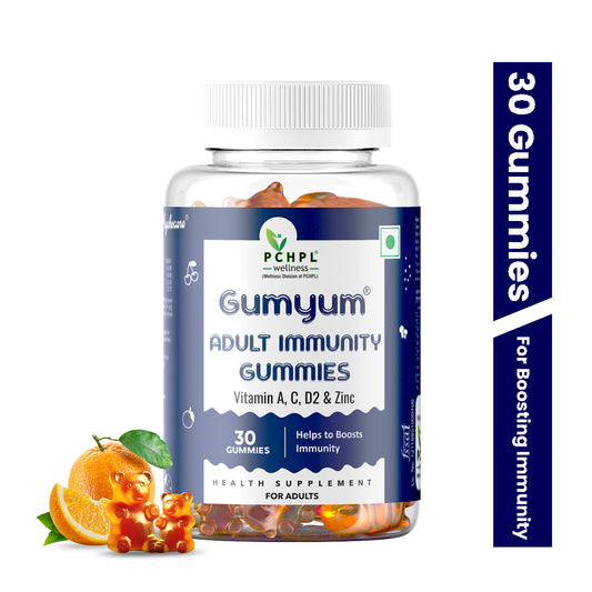 Gumyum Adult Immunity Gummies - Vitamin A, C, D2 & Zinc for boosting Immunity- 30 No.