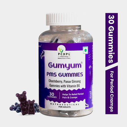 Gumyum PMS Gummies-Power of Chaste berry for Natural PMS Relief, Hormonal Balance, Cycle Regulation- 30 No