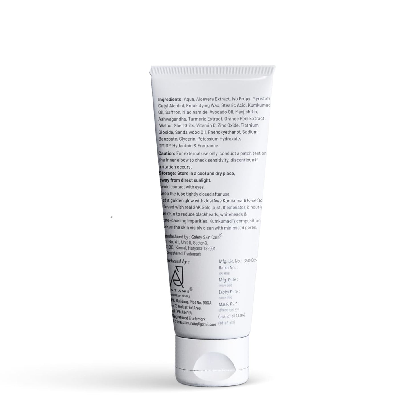 Just Awe Kumkumadi Face Scrub 100g – Glowing & Youthful Skin | Removes Dirt & Exfoliates