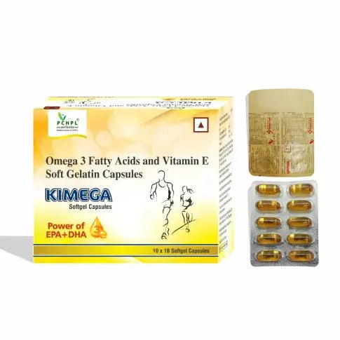 Kimega Omega 3 Vitamin E Softgel capsules | Sehatokart