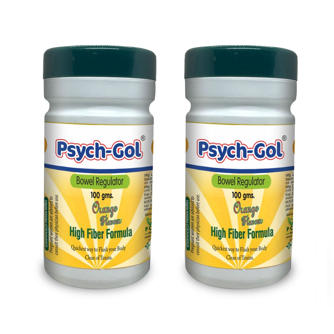 Psych-Gol Bowel Regulator-2 x 100gm  An Ayurvedic formula for Healthy Digestion- Relieves Constipation, Gas & Acidity