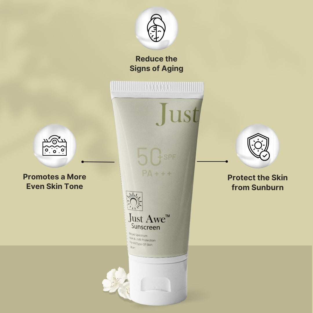 Just Awe Sunscreen Spf 50+ Pa+++ , UVA & UVB Defense - 60ml