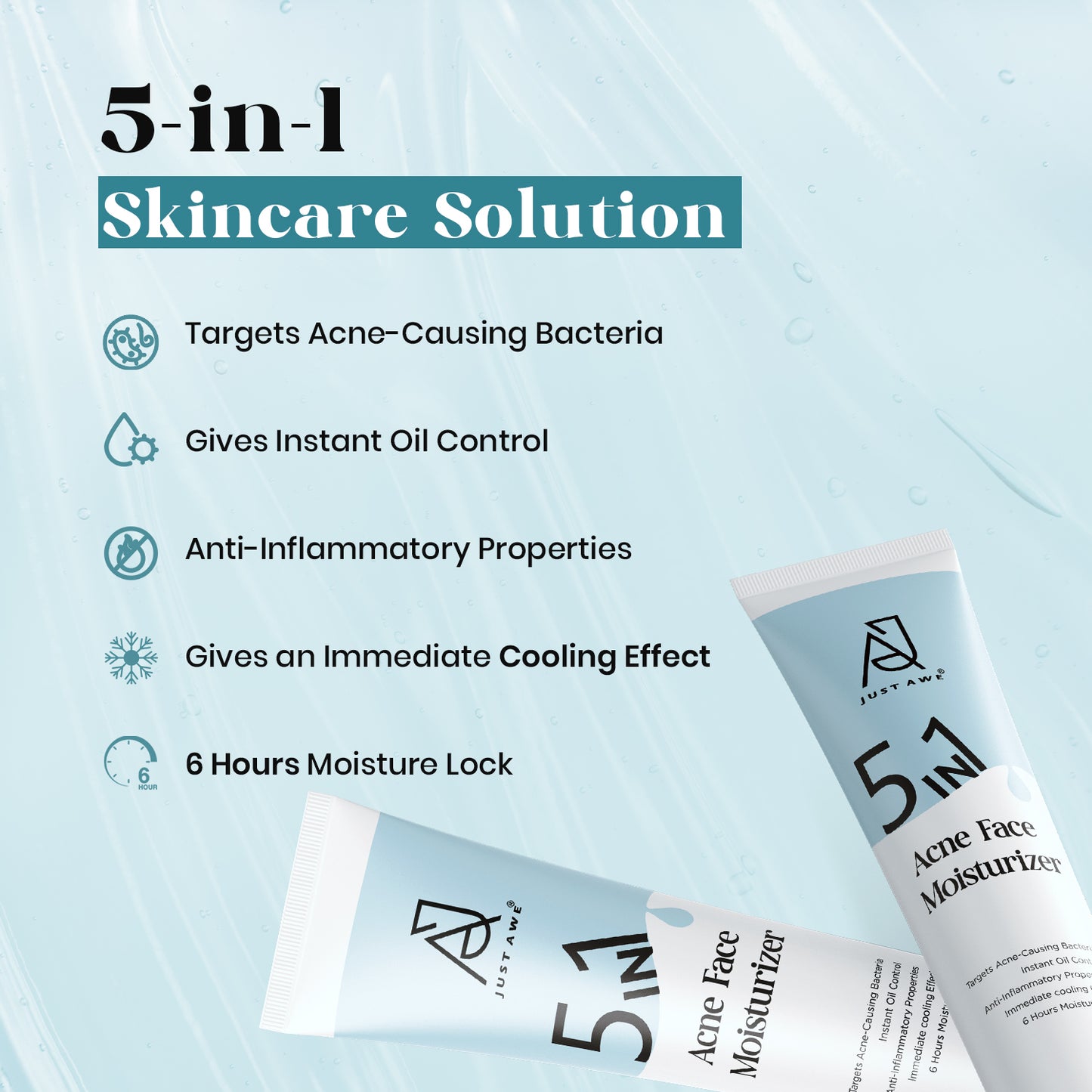 Just Awe 5 In-1 Acne Face Moisturizer - 50gm
