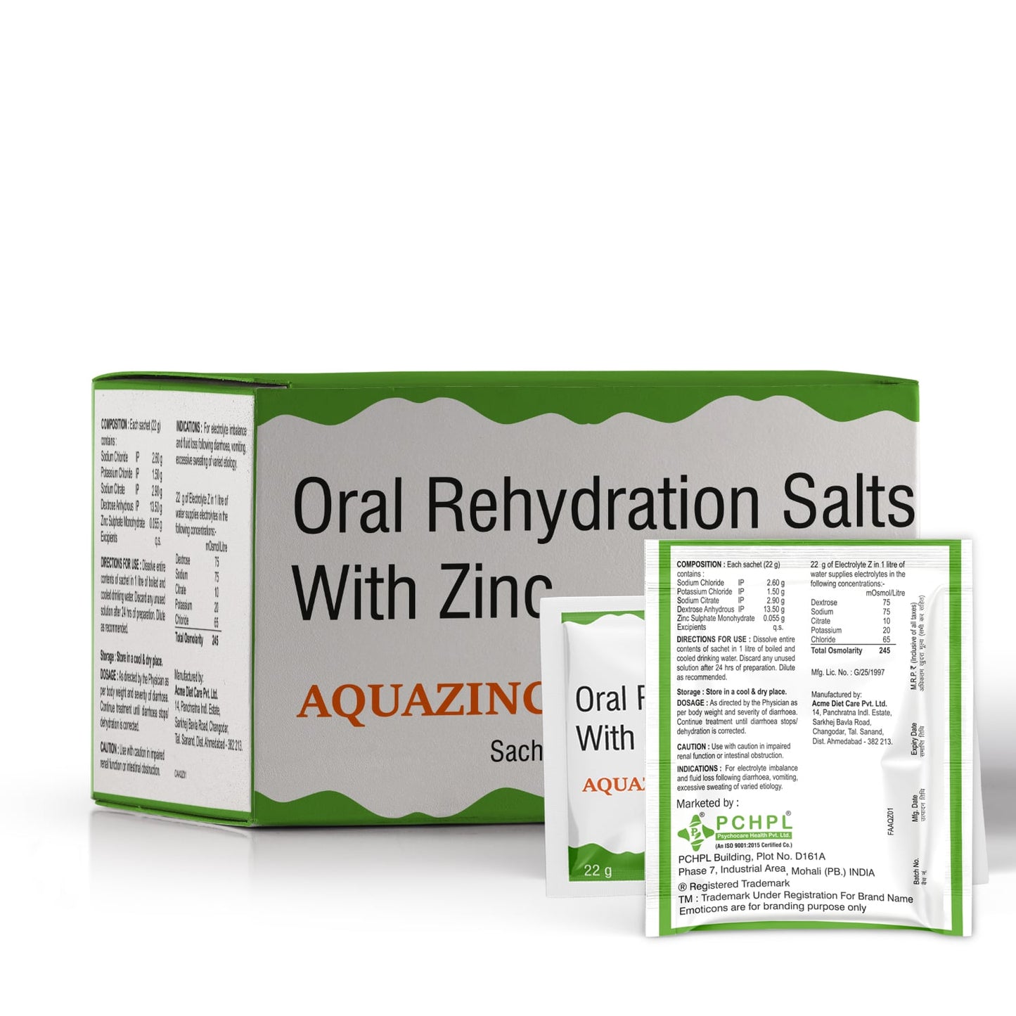 PCHPL Aquazinc ORS Powder with Zinc- 22g (24 Sachets)