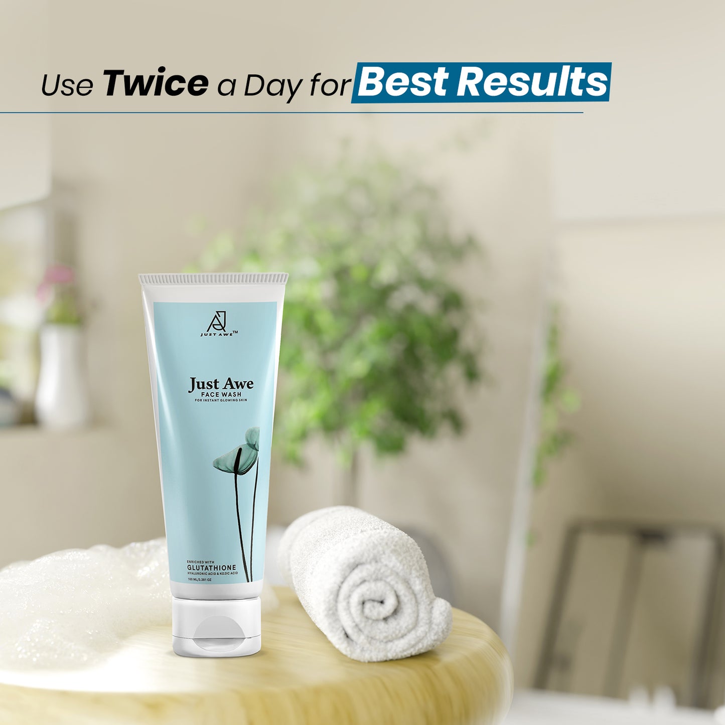 Just Awe Glutathione Face Wash -100ml Brightening Deep Cleansing Facewash for Instant Glowing & Fairer Skin | & Skin Lightening & Tan Removal