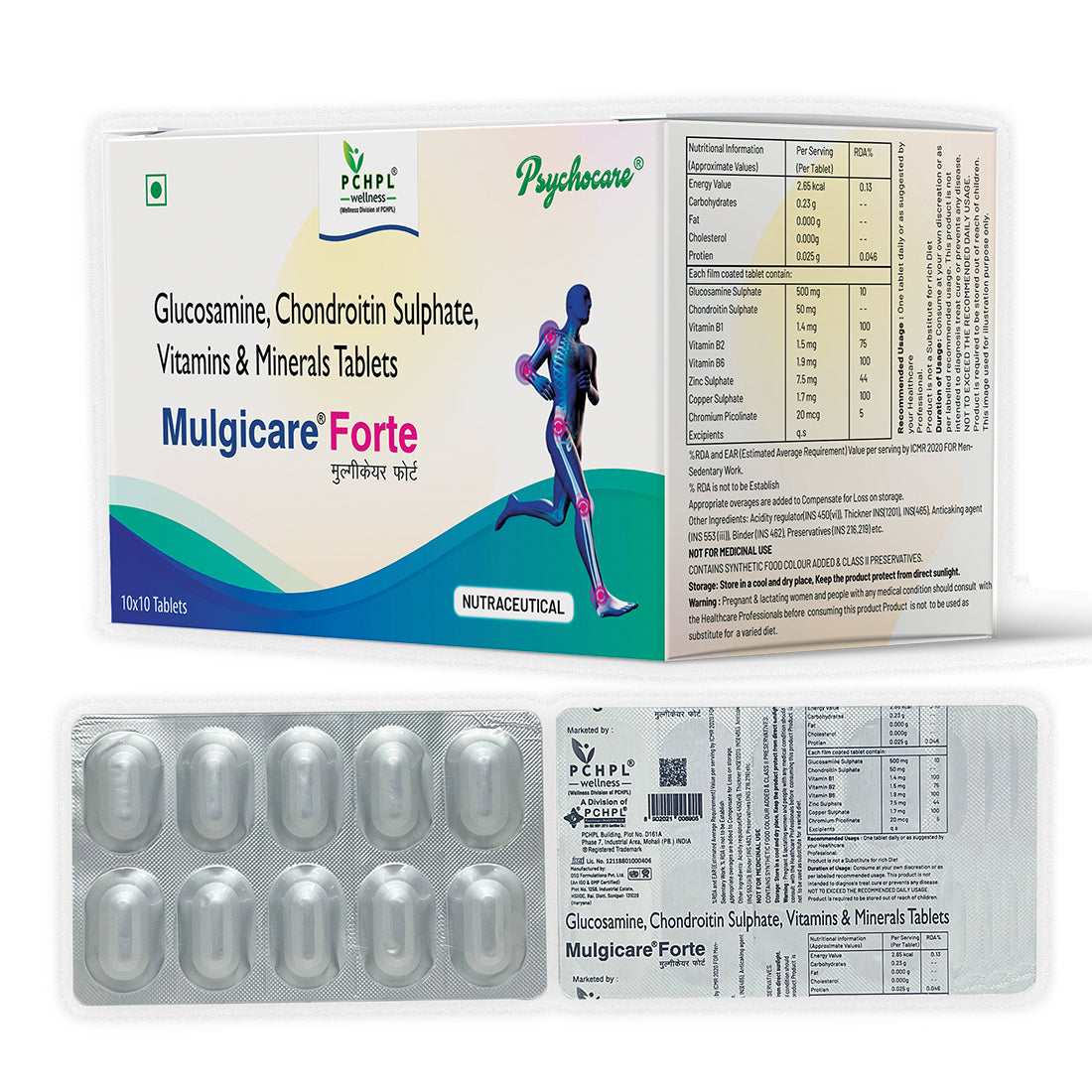 Mulgicare Forte Tablets | Glucosamine Chondroitin Sulphate  Vitamin B Complex & Minerals Tablets for Bones and Joint Care