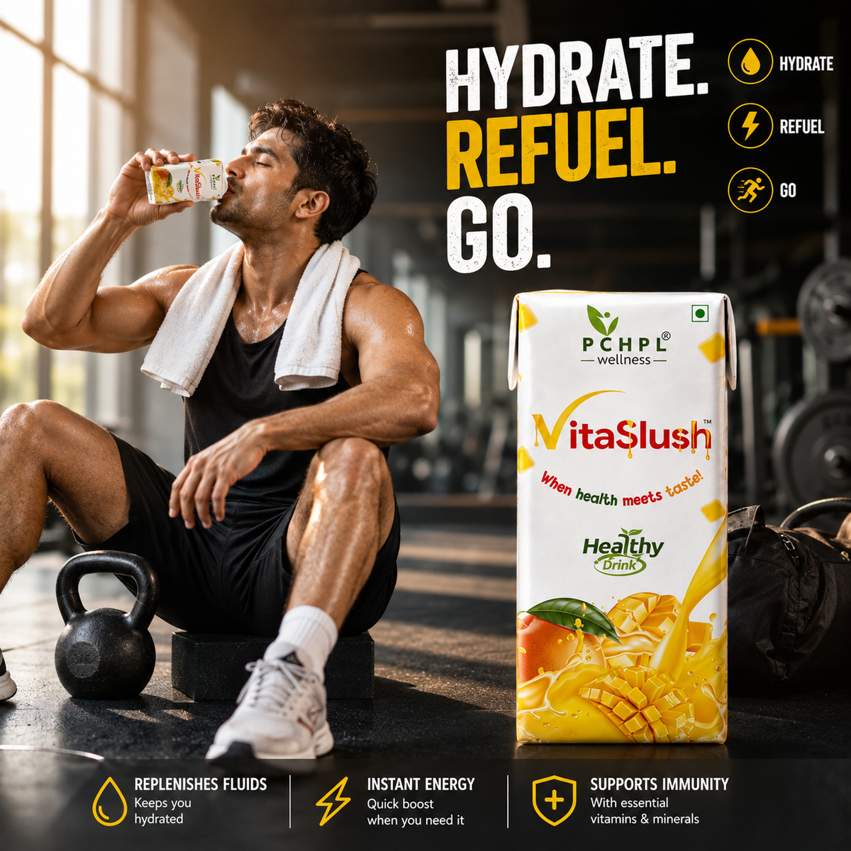 VitaSlush Mango Healthy Drink - 200ml | Ayurvedic Immunity Booster Juice