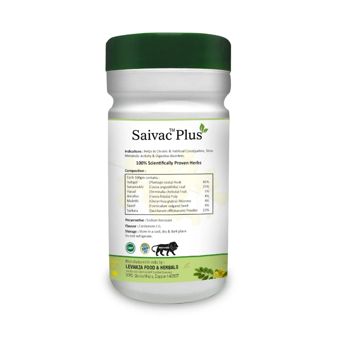 PCHPL wellness  Saivac Plus- 100gm | Ayurvedic Isabgol Formula for Constipation and Healthy Digestion (2 Pack) Gentle Laxative and Dietary Fiber Powder