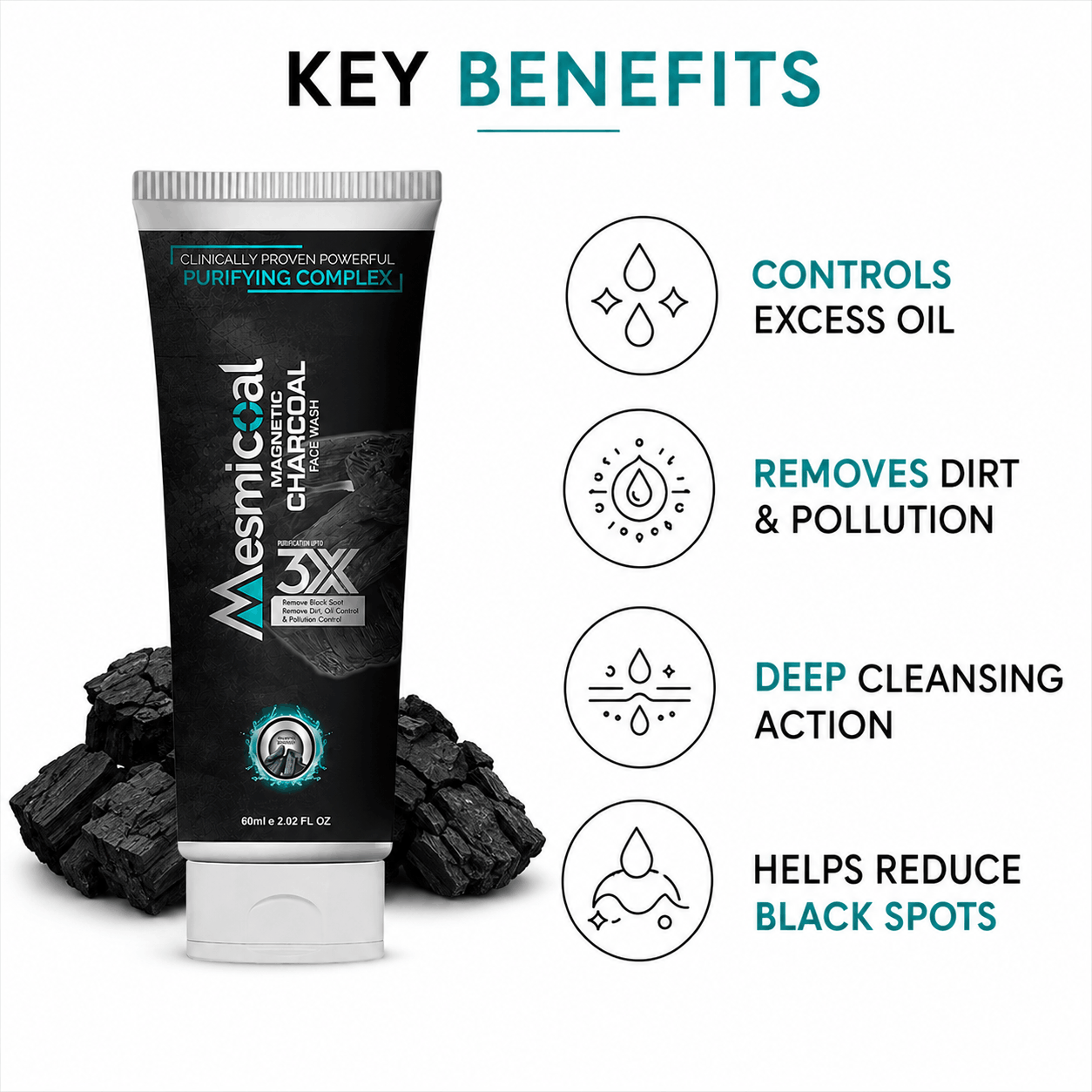 key benefits mesmicoal charcoal face wash