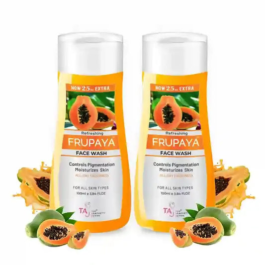 Frupaya Face Wash -2 x 100ml with Goodness of Refreshing Papayas for Skin Cleansing