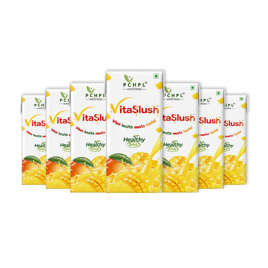 VitaSlush Mango Healthy Drink - 200ml | Ayurvedic Immunity Booster Juice (Pack of 7 & 30)